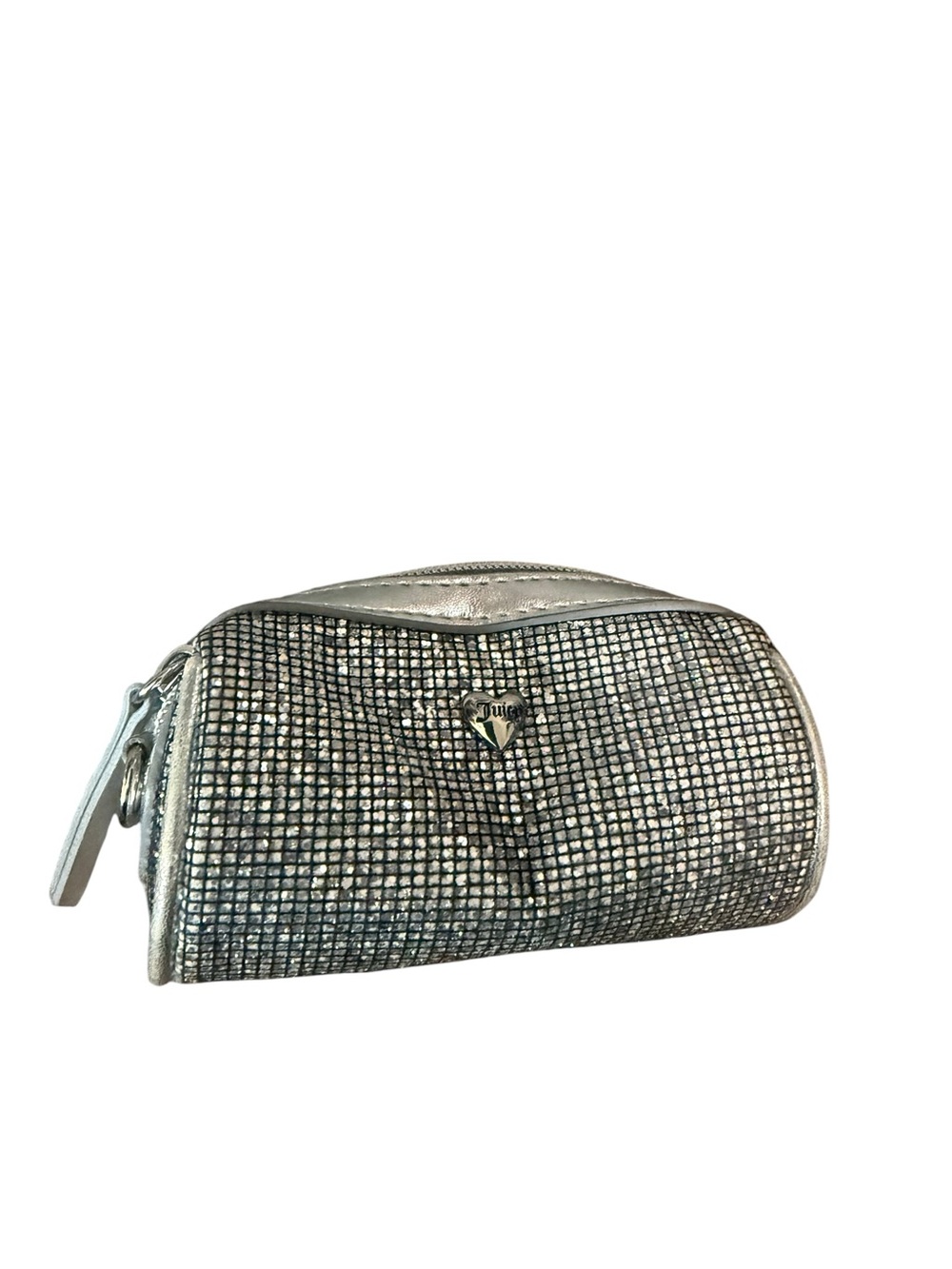 Juicy Couture Metallic Silver Crystal Mesh Cosmetic Bag